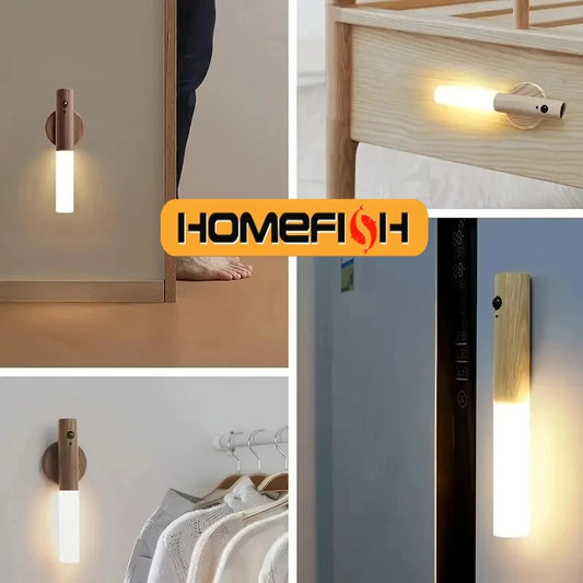 1PC Smart LED Motion Sensor Night Light – Rechargeable Wall Lamp for Cabinet, Hallway, Toilet"
