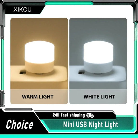 "1/10Pcs Mini USB LED Night Light – Warm White, Eye-Care, Portable Reading Lamp"